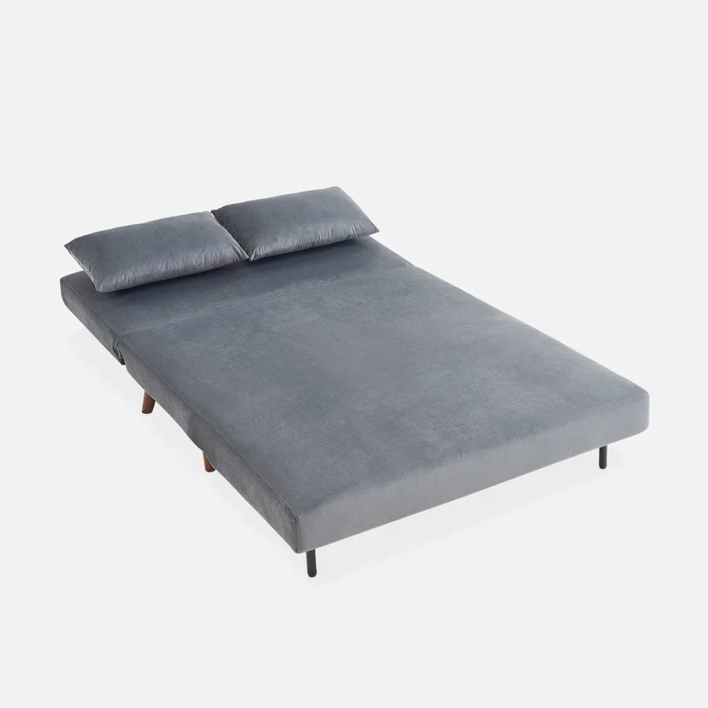 Sofá Cama 2 Plazas Terciopelo Gris Escandinavo Guesta