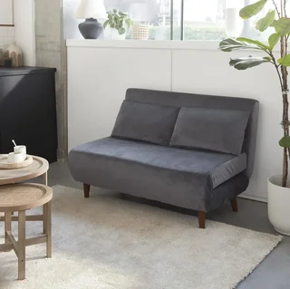 Divano Letto 2 Posti Velluto Grigio Scandinavo Guesta