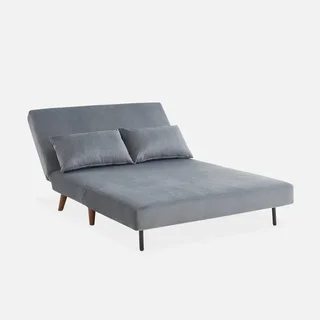 Divano Letto 2 Posti Velluto Grigio Scandinavo Guesta