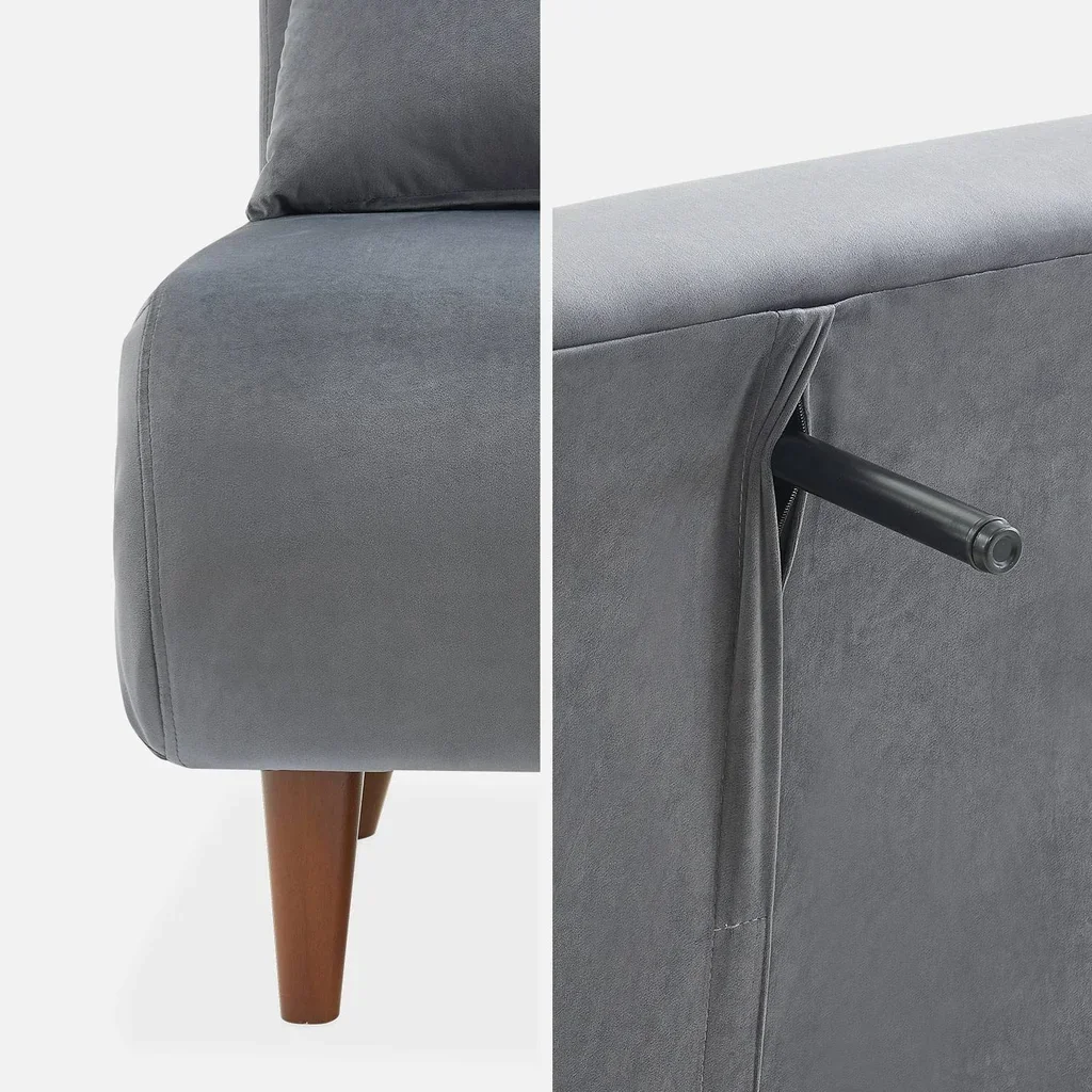 Sofá Cama 2 Plazas Terciopelo Gris Escandinavo Guesta