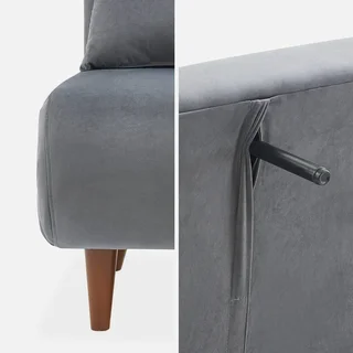 Divano Letto 2 Posti Velluto Grigio Scandinavo Guesta