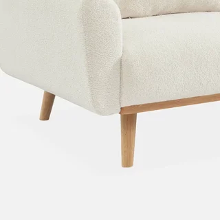 3-Sitzer Schlafsofa Oskar Eukalyptusholz Bouclé-Stoff