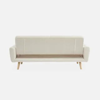 3-Sitzer Schlafsofa Oskar Eukalyptusholz Bouclé-Stoff