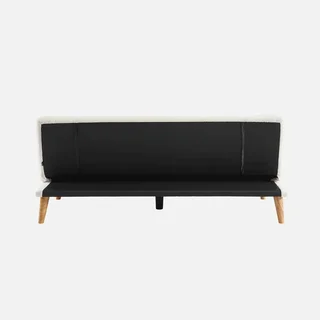 Sofá Cama 3 Plazas Bouclé Blanco Patas Madera Escandinavo Tom