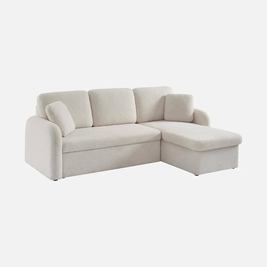 3-Seater Milano Bouclé Convertible Sofa Reversible Rounded Scandinavian Design