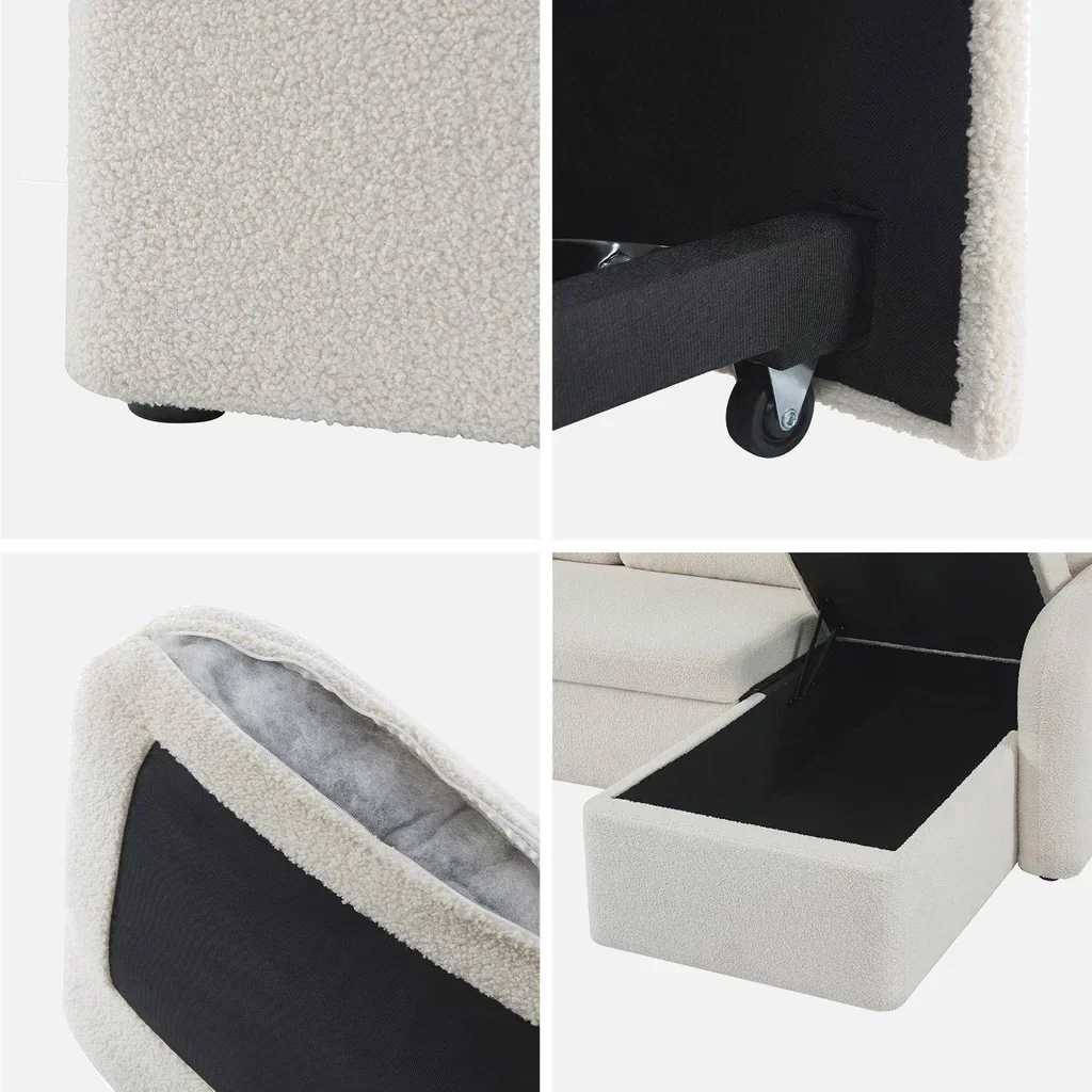 3-Seater Milano Bouclé Convertible Sofa Reversible Rounded Scandinavian Design