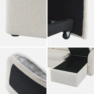 3-Seater Milano Bouclé Convertible Sofa Reversible Rounded Scandinavian Design