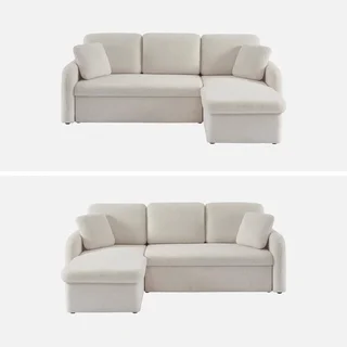 3-Seater Milano Bouclé Convertible Sofa Reversible Rounded Scandinavian Design