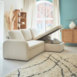 3-Seater Milano Bouclé Convertible Sofa Reversible Rounded Scandinavian Design