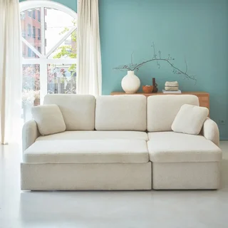 3-Seater Milano Bouclé Convertible Sofa Reversible Rounded Scandinavian Design