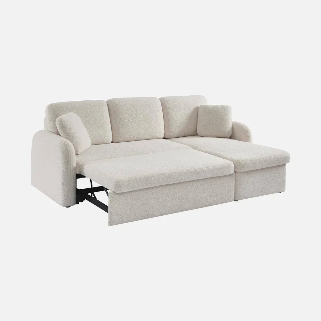 3-Seater Milano Bouclé Convertible Sofa Reversible Rounded Scandinavian Design