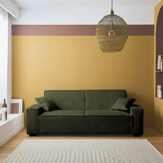 Dunkelgraues Cord-Samt 3-Sitzer Schlafsofa Feel