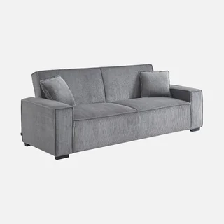 Dunkelgraues Cord-Samt 3-Sitzer Schlafsofa skandinavisches Design Feel