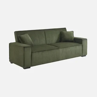 Dunkelgraues Cord-Samt 3-Sitzer Schlafsofa Feel