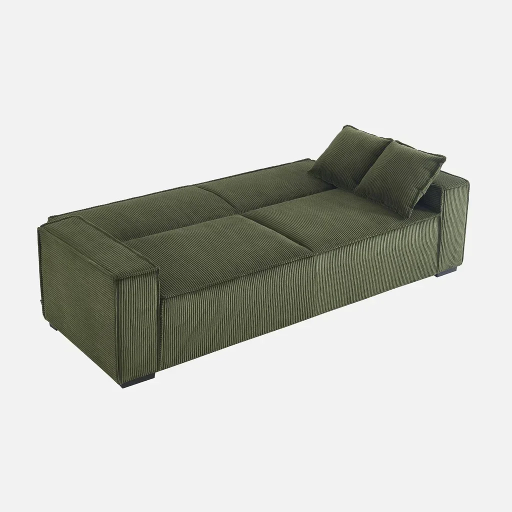 Dunkelgraues Cord-Samt 3-Sitzer Schlafsofa Feel