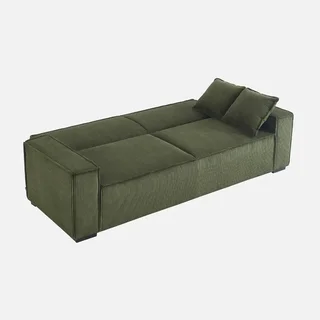 Dunkelgraues Cord-Samt 3-Sitzer Schlafsofa Feel
