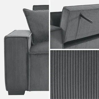 Graues Cord-Samt 3-Sitzer Schlafsofa skandinavisches Design