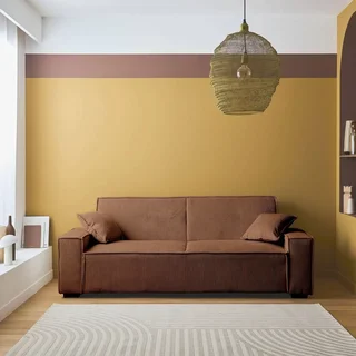 Dunkelgraues Cord-Samt 3-Sitzer Schlafsofa Feel
