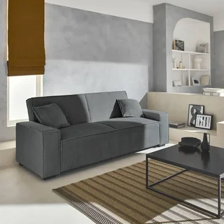 Graues Cord-Samt 3-Sitzer Schlafsofa skandinavisches Design