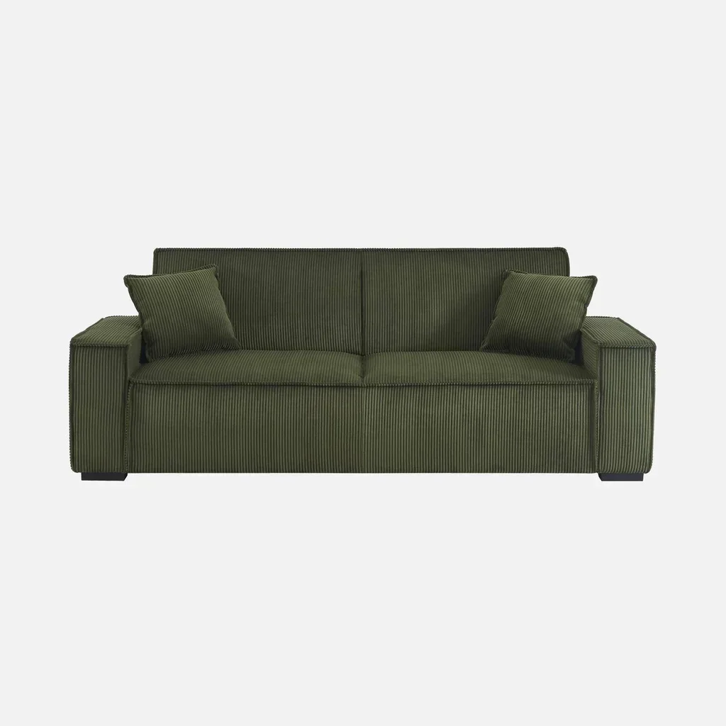 Dunkelgraues Cord-Samt 3-Sitzer Schlafsofa Feel