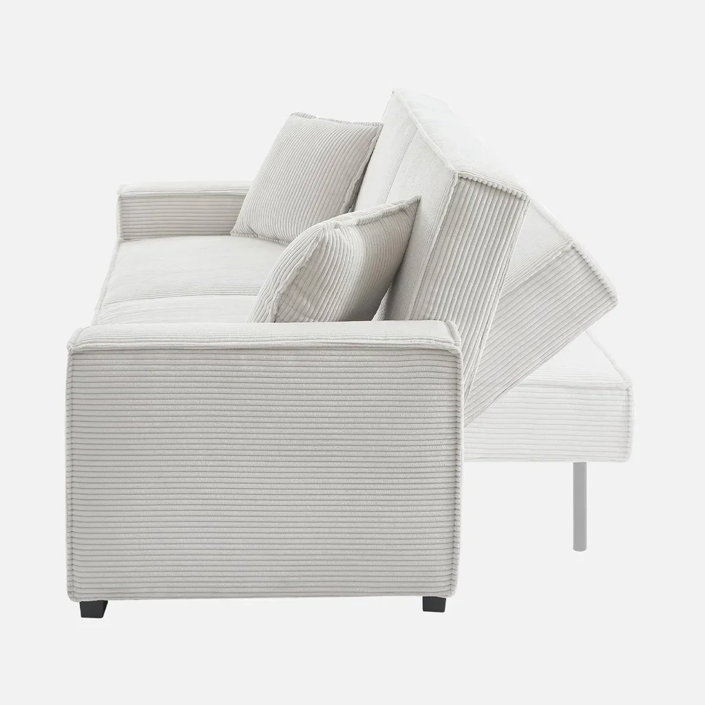 Dunkelgraues Cord-Samt 3-Sitzer Schlafsofa Feel
