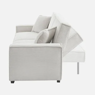 Dunkelgraues Cord-Samt 3-Sitzer Schlafsofa Feel