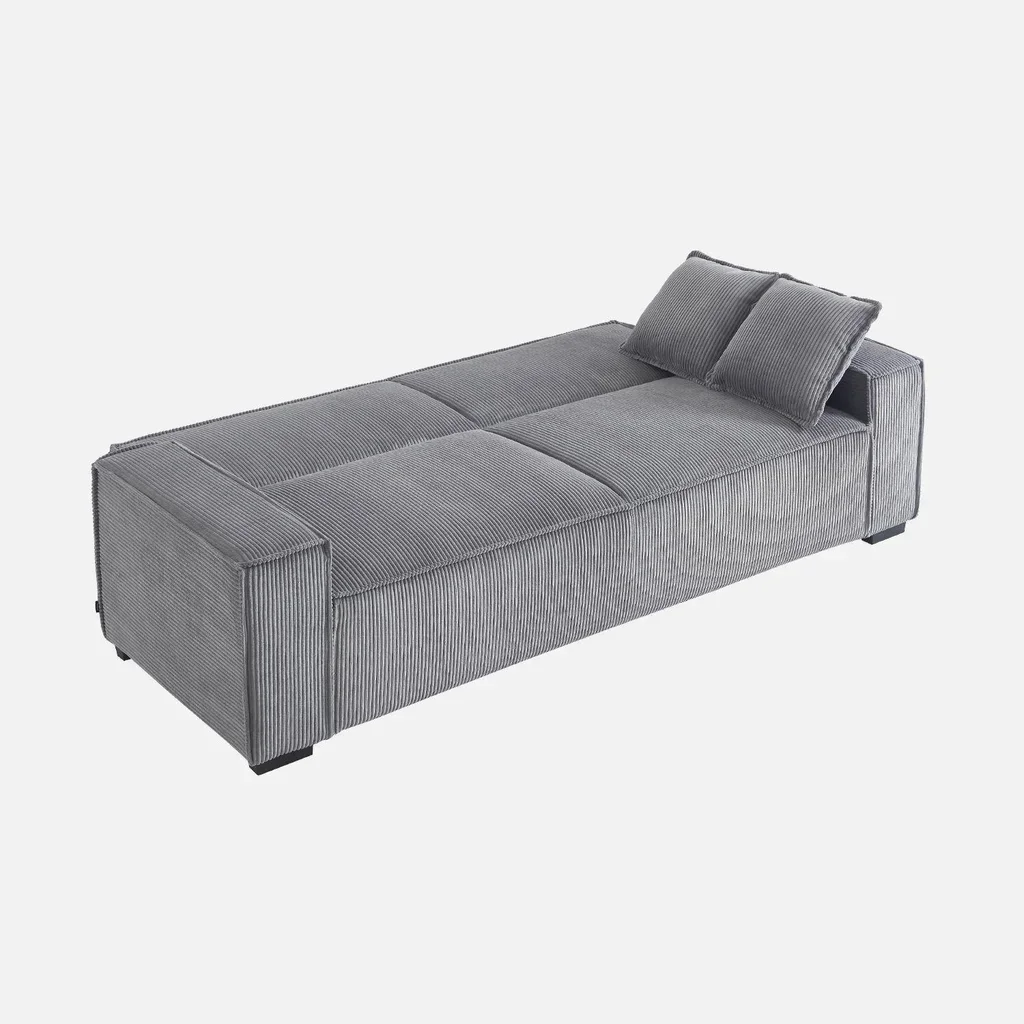 Dunkelgraues Cord-Samt 3-Sitzer Schlafsofa skandinavisches Design Feel
