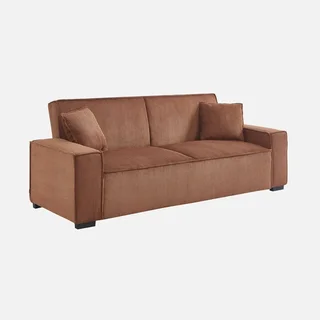Dunkelgraues Cord-Samt 3-Sitzer Schlafsofa Feel