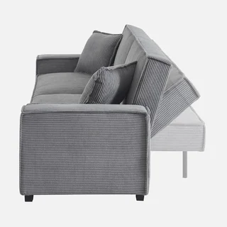 Dunkelgraues Cord-Samt 3-Sitzer Schlafsofa skandinavisches Design Feel