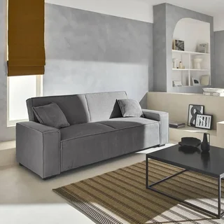 Dunkelgraues Cord-Samt 3-Sitzer Schlafsofa skandinavisches Design Feel