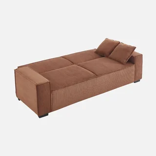Dunkelgraues Cord-Samt 3-Sitzer Schlafsofa Feel