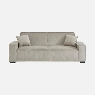 3-Sitzer Samt-Cord-Schlafsofa Feel in Grau mit verstellbarer Rückenlehne