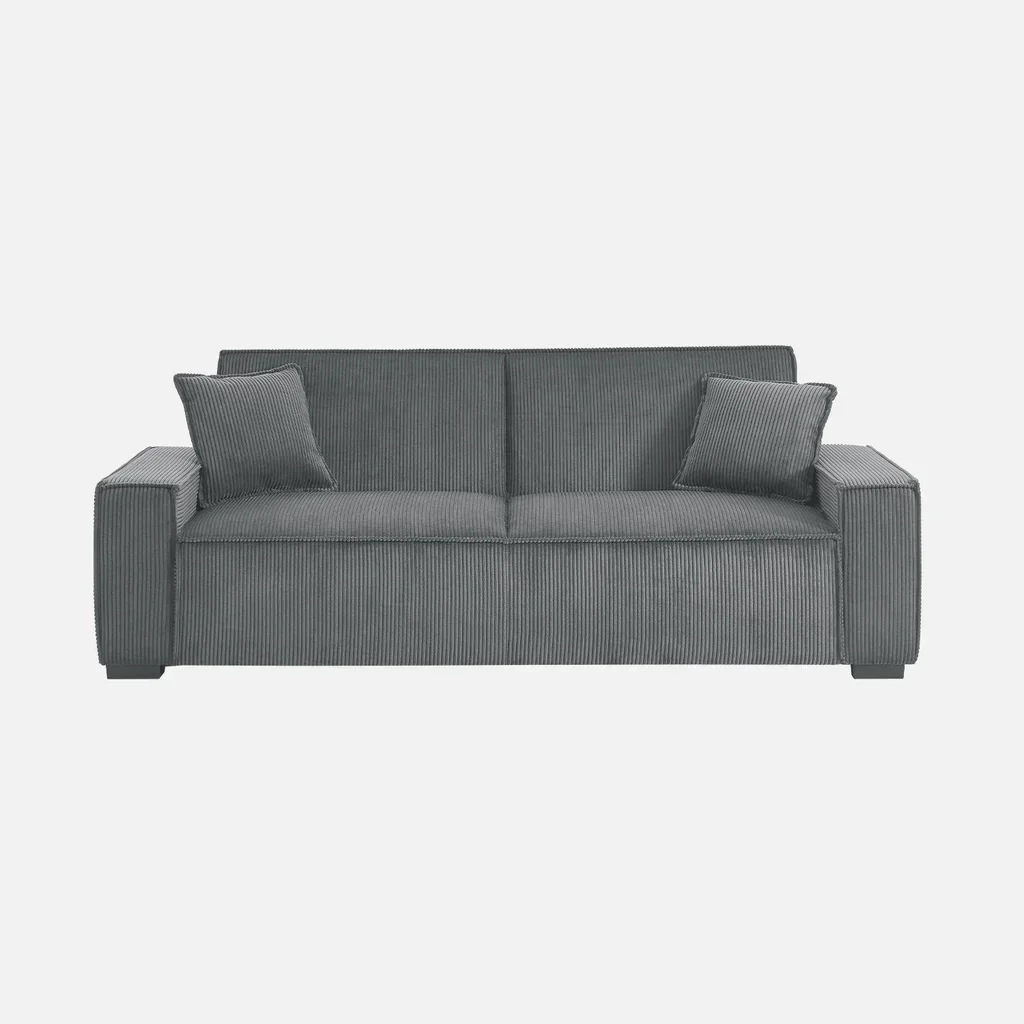 Graues Cord-Samt 3-Sitzer Schlafsofa skandinavisches Design
