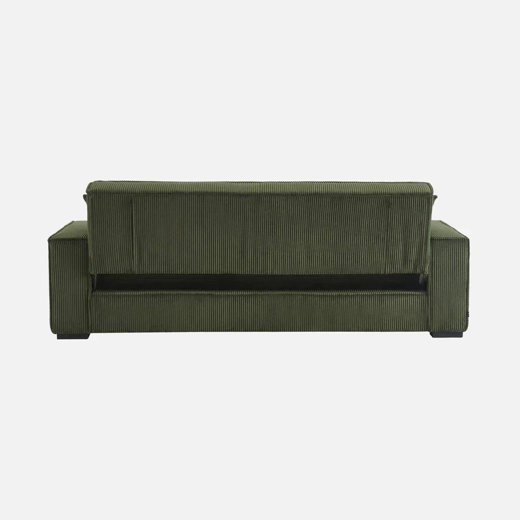 Dunkelgraues Cord-Samt 3-Sitzer Schlafsofa Feel
