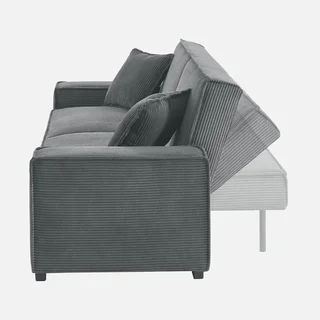 Graues Cord-Samt 3-Sitzer Schlafsofa skandinavisches Design