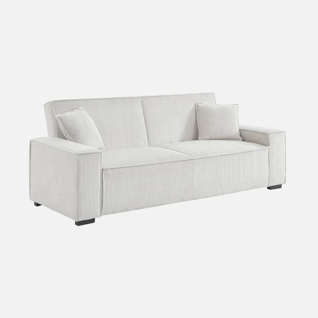 Dunkelgraues Cord-Samt 3-Sitzer Schlafsofa Feel