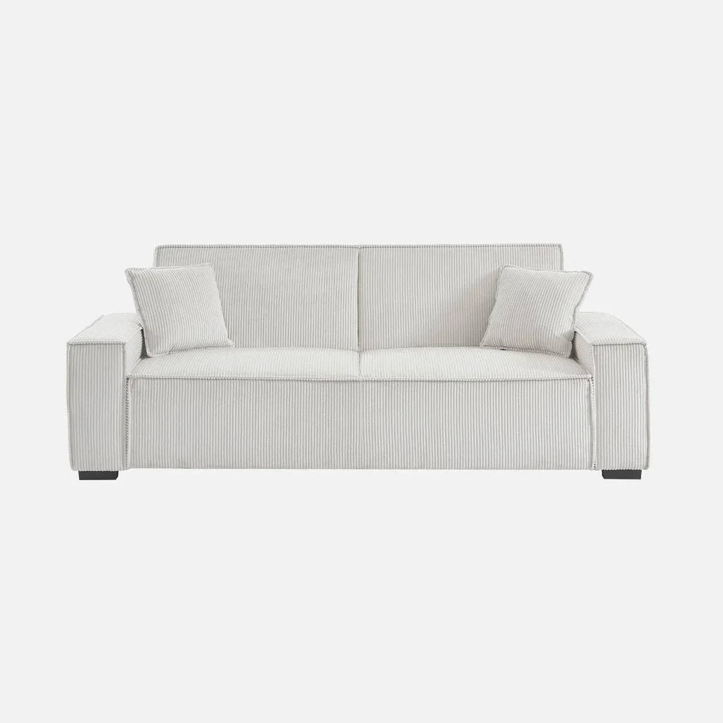 Dunkelgraues Cord-Samt 3-Sitzer Schlafsofa Feel