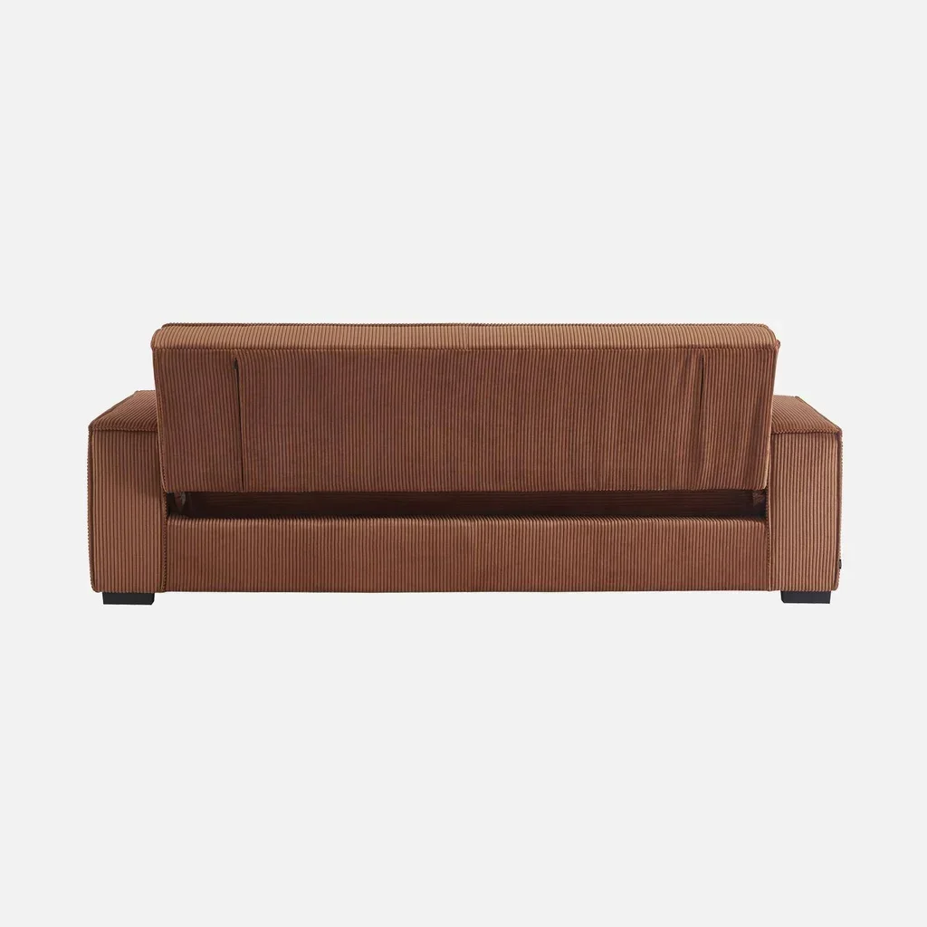 Dunkelgraues Cord-Samt 3-Sitzer Schlafsofa Feel
