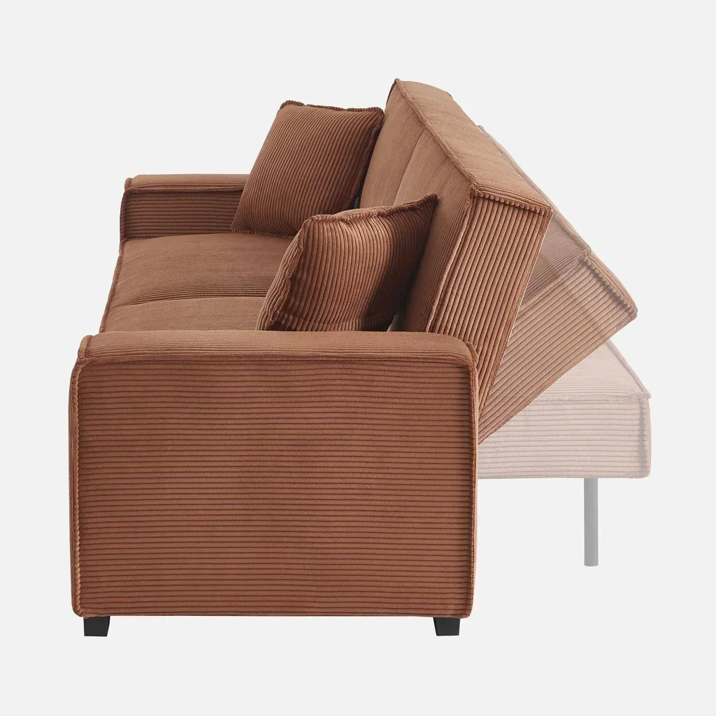 Dunkelgraues Cord-Samt 3-Sitzer Schlafsofa Feel
