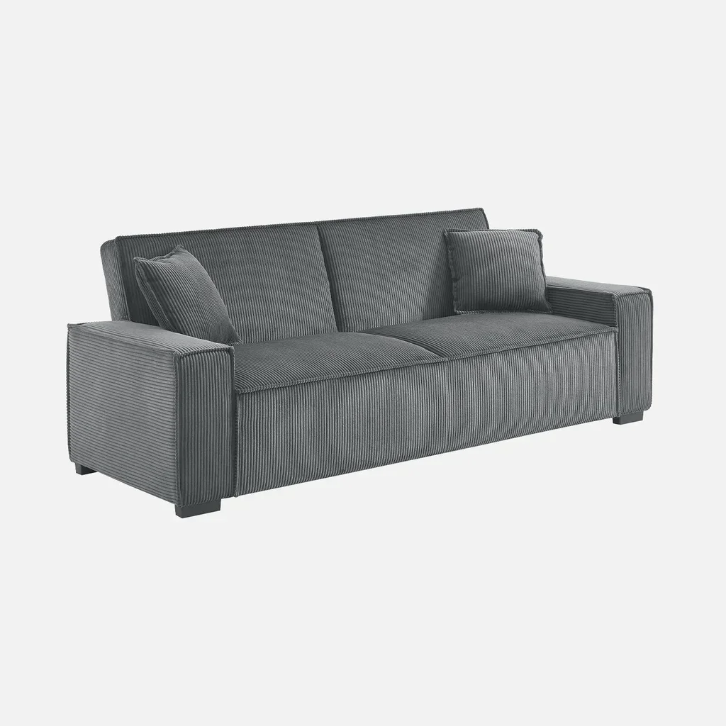 Graues Cord-Samt 3-Sitzer Schlafsofa skandinavisches Design