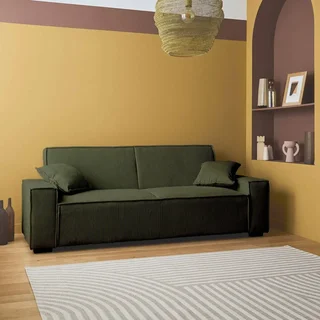 Dunkelgraues Cord-Samt 3-Sitzer Schlafsofa Feel