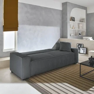 Graues Cord-Samt 3-Sitzer Schlafsofa skandinavisches Design