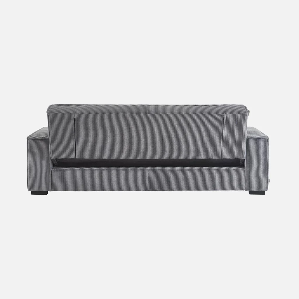 Dunkelgraues Cord-Samt 3-Sitzer Schlafsofa skandinavisches Design Feel