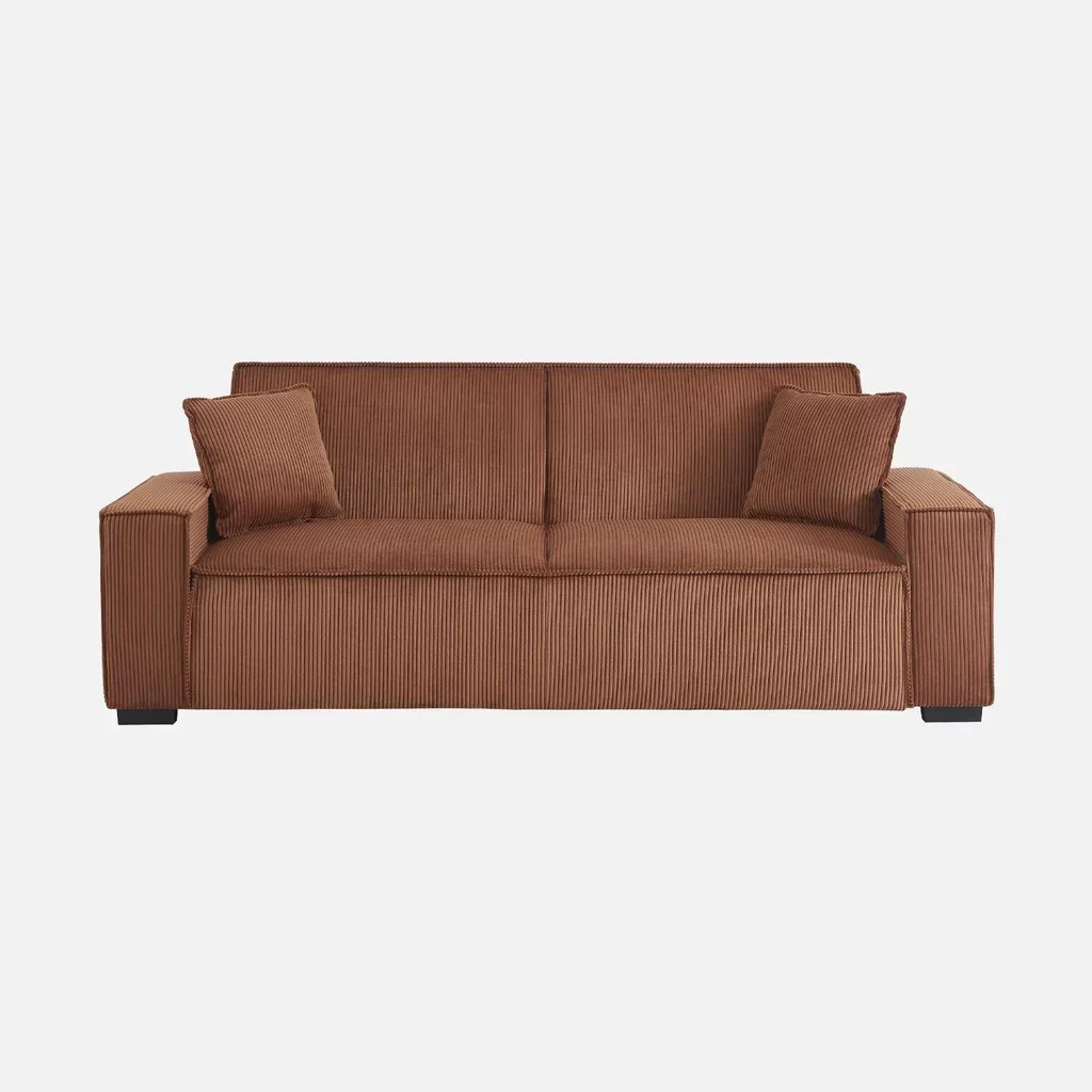 Dunkelgraues Cord-Samt 3-Sitzer Schlafsofa Feel