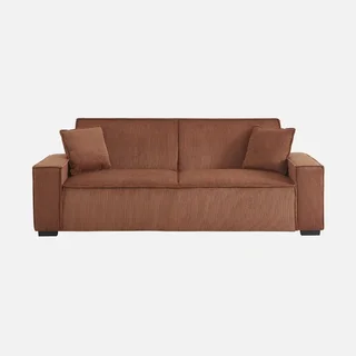 Dunkelgraues Cord-Samt 3-Sitzer Schlafsofa Feel