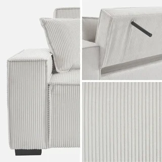 Dunkelgraues Cord-Samt 3-Sitzer Schlafsofa Feel