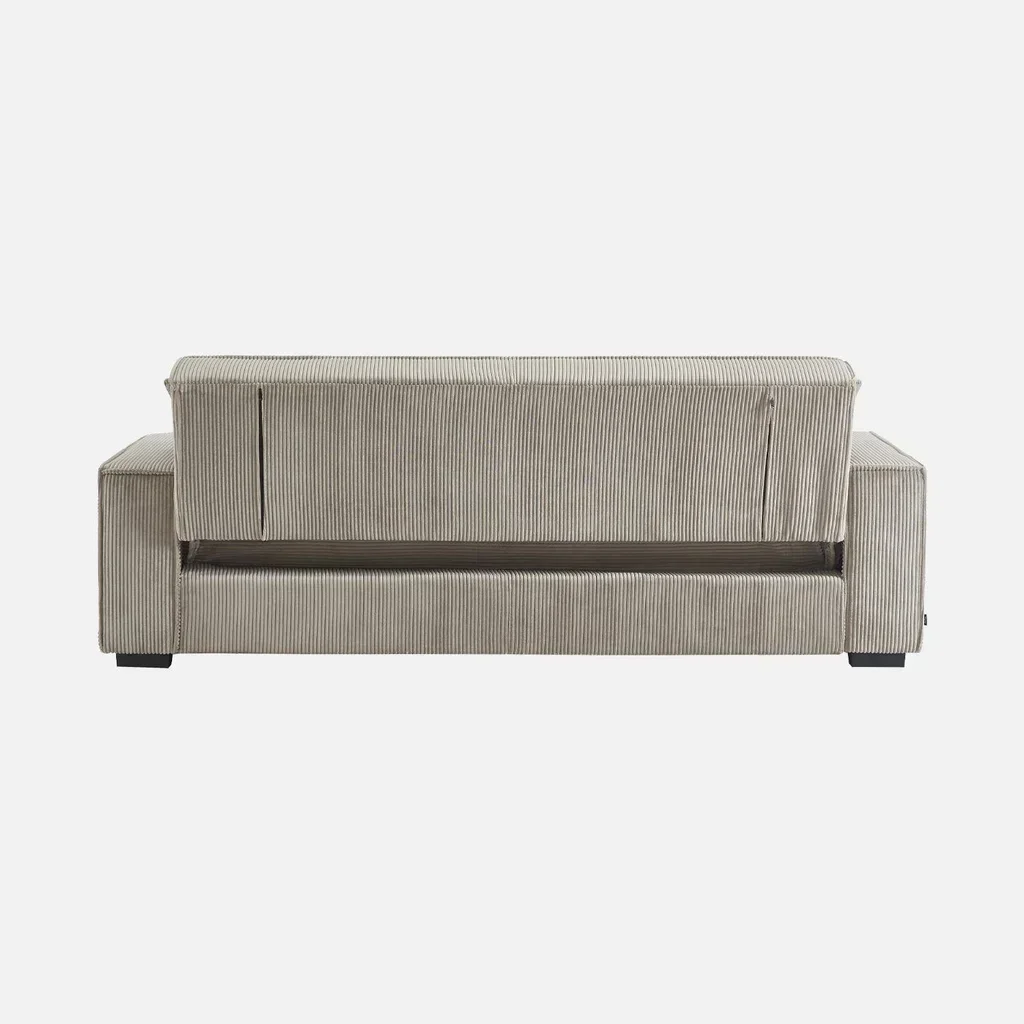 3-Sitzer Samt-Cord-Schlafsofa Feel in Grau mit verstellbarer Rückenlehne