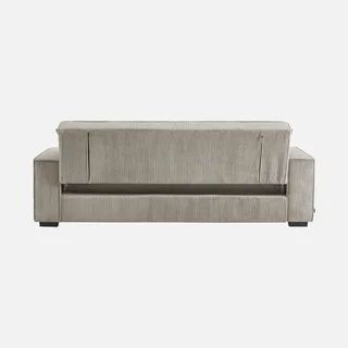 3-Sitzer Samt-Cord-Schlafsofa Feel in Grau mit verstellbarer Rückenlehne