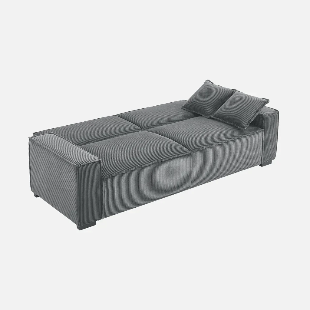 Graues Cord-Samt 3-Sitzer Schlafsofa skandinavisches Design