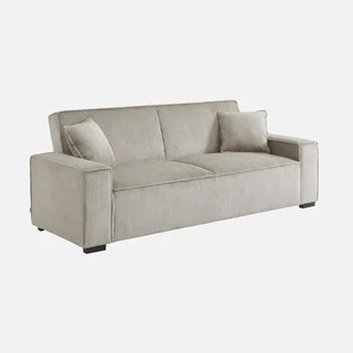 3-Sitzer Samt-Cord-Schlafsofa Feel in Grau mit verstellbarer Rückenlehne
